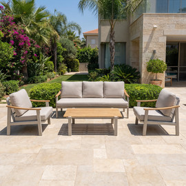 Casa Center מערכת ישיבה מפוארת מאלומיניום משולבת עץ דגם אורלנדו