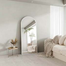 Casa Center מראת גוף גדולה עם מסגרת לבנה נתלית ועומדת 65*170