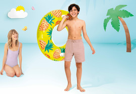 INTEX גלגל ים אינטקס פירות טרופיים עם ידיות דגם אננס 107 ס''מ INTEX 56261