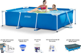 INTEX &amp;#127873;חבילת פרימיום ‏&amp;#127873; בריכת עמודים אינטקס 28272 300X200X75 ס''מ INTEX כולל משאבת סינון פילטר+מצוף לכלור + ‏50 סטיקים וטבליות כלור 1 ק''ג +כיסוי לבריכה *משלוח חינם*