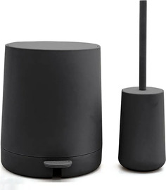 ספירלה סט פח אשפה 4 ליטר ומברשת לשירותים Nordic Plus  - שחור מט