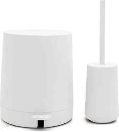 ספירלה סט פח אשפה 4 ליטר ומברשת לשירותים Nordic Plus  - לבן מט