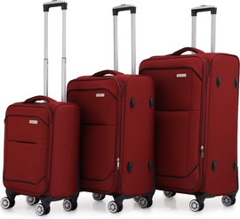 SWISS סט 3 מזוודות סוויס Swiss Alpine 2.0 Soft 20+24+28" - בורדו (בורגונדי)