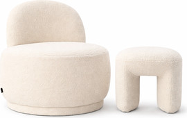Dreamit סט כורסה והדום בוקלה מעוצבים דגם Cozy