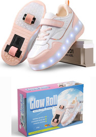 Glow Roll נעלי גלגליות נשלפות דגם מקס - גלו רול המקורי (ורוד/לבן) | 33