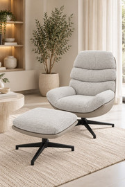 eurohome כורסא והדום דגם רילאקס פרימו שמנת
