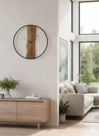 eurohome שעון פס עץ