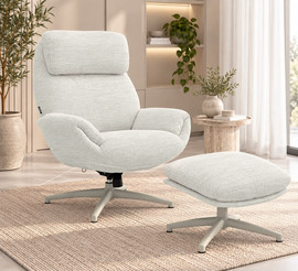 eurohome כורסא דגם אמילי שמנת + הדום