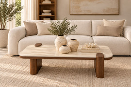 eurohome שולחן סלון מלבני עץ וטרוונטין דגם M1534