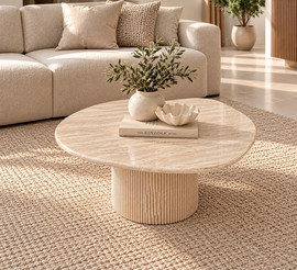 eurohome שולחן קטן שייש טרוונטין דגם רוני