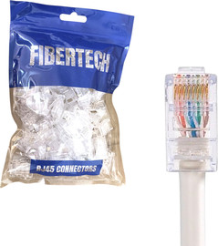 Fibertech קונקטור רשת זכר Cat6 (חבילה 100 יח)