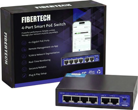 Fibertech סוויץ׳ POE+ 4+2 PORT תומך ג'יגה מנוהל FiberTech