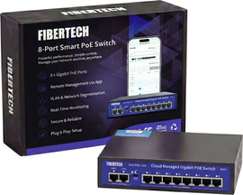 Fibertech סוויץ׳ POE+ 8+2 PORT תומך ג'יגה מנוהל FiberTech