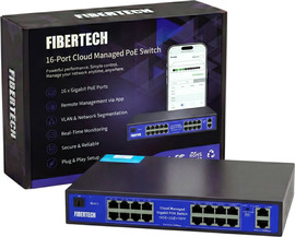 Fibertech סוויץ׳ POE+ 16+2+1SFP PORT תומך ג'יגה מנוהל FiberTech