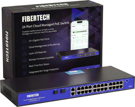 Fibertech סוויץ׳ POE+ 24+2+2SFP PORT תומך ג'יגה מנוהל FiberTech