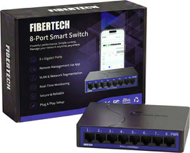 Fibertech סוויץ׳ שולחני 8 יציאות תומך ג'יגה מנוהל FiberTech
