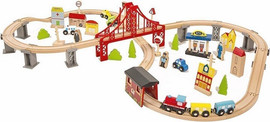 יופי של צעצוע מסלול רכבת גדול מעץ 60 חלקים