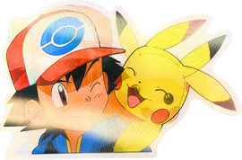 Anime Market מדבקת תלת־מימד אש קאצ’ם עם פיקאצ’ו על הכתף (Pokémon Lenticular 3D)