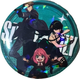 Anime Market סיכת משפחת פורג’ר מנצנצת – לויד, אניה ויור ביחד! מ־Spy x Family בקוטר 58 מ”מ — עיצוב ראשון