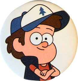 Anime Market סיכת דיפר פיינס – Gravity Falls | רקע לבן | סיכה מנצנצת 58 מ״מ