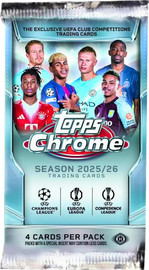 Anime Market Topps Chrome UEFA Club Competitions 2025/26 – חבילת 4 קלפי כדורגל מקוריים