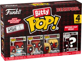 Anime Market Funko Bitty Pop! – מארז Deadpool 4 דמויות מיני | Deadpool | כולל דמות מסתורין ומדף תצוגה אקרילי