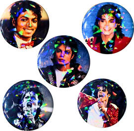 Anime Market סט 5 סיכות Michael Jackson מנצנצות – מייקל ג׳קסון | 58 מ״מ