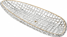 CRYSTALINE צלחת אינגליש קייק פס זהב CRYSTALINE 44×17×3.5 ס״מ
