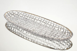 CRYSTALINE צלחת אינגליש קייק פס זהב CRYSTALINE 40×14×3 ס״מ