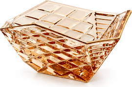 CRYSTALINE סט 6 קעריות מרובעות CRYSTALINE עם פס זהב, רוז, 14×14×7 ס״מ