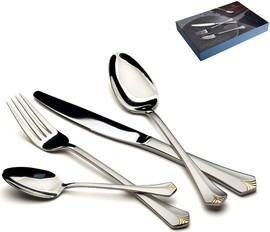 הכל כלול סט סכו"ם 24 חלקים + זהב GLORIA inox304