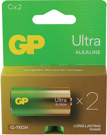 פנסים פלוס סט 2 סוללות GP Ultra Alkaline גודל C