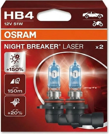 פנסים פלוס סט מנורות HB4 (9006) 12V 150% OSRAM