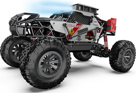 Machina מכונית שלט ענקית 4X4 עד 18 קמ"ש PREDATOR Pro עם בלומי זעזועים ותאורה (מגוון עיצובים)