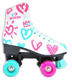 Skater סקטים 4 גלגלי PVC, גלגיליות ומעצור - דגם מלכת הלבבות כחול, מידה 30