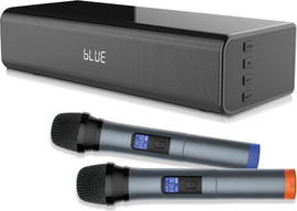 Pure Acoustics מקרן קול סאונדבר ושני מיקרופונים אלחוטיים, שחור דגם SINGBAR45