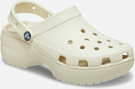 Crocs Crocs Classic Platform Clog - כפכפי פלטפורמה קרוקס לנשים בצבע קרם