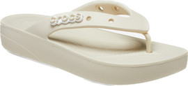 Crocs Crocs Classic Platform Flip - כפכפי אצבע קרוקס פלטפורמה בצבע עצם לנשים