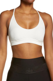 Alo Yoga חזיית ספורט לנשים דגם RIBBED BLISSFUL BRA - צבע לבן