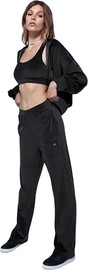 Alo Yoga מכנסים לנשים דגם VELOUR HIGH-WAIST GLIMMER WIDE LEG - צבע שחור