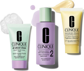 CLINIQUE ערכת התנסות שלושת השלבים לסוג עור 2 המכיל : סבון נוזלי + נוזל הסרה + תחליב לחות
