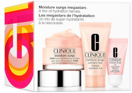CLINIQUE MOISTURIZER SURGE סט קרם לחות + מסכת לחות ללילה + תכשיר לחות עשיר לשפתיים