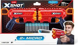Zuru מארז 2 רובי אקס שוט כולל 16 חיצי ספוג | Dual Pack Excel Micro 2.0 Blaster & 16 Darts