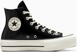 CONVERSE נעלי אולסטאר Chuck Taylor Lift Platform Crinkled Leather נשים - קונברס אולסטאר - Black