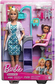 Barbie ברבי מארז רופאת שיניים כולל בובת ילדה