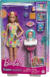 Barbie ברבי סקיפר מארז בייביסיטר כולל תינוק וכיסא אוכל