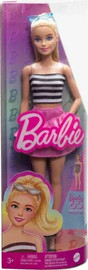 Barbie ברבי פאשניסטה חלוצה שחור לבן חצאית ורודה.