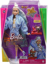 Mattel בובת ברבי אקסרה עם כלב ציוואווה | Barbie Extra Doll in Light Blue Skirt & Jacket with Chihuahua Pet