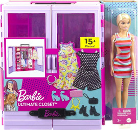 Barbie ברבי ארון בגדים משודרג + בובה - Barbie