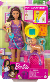 Mattel בובת ברבי אימוץ כלבים כולל אביזרים | Barbie Doll Pup Adoption Playset and Accessories